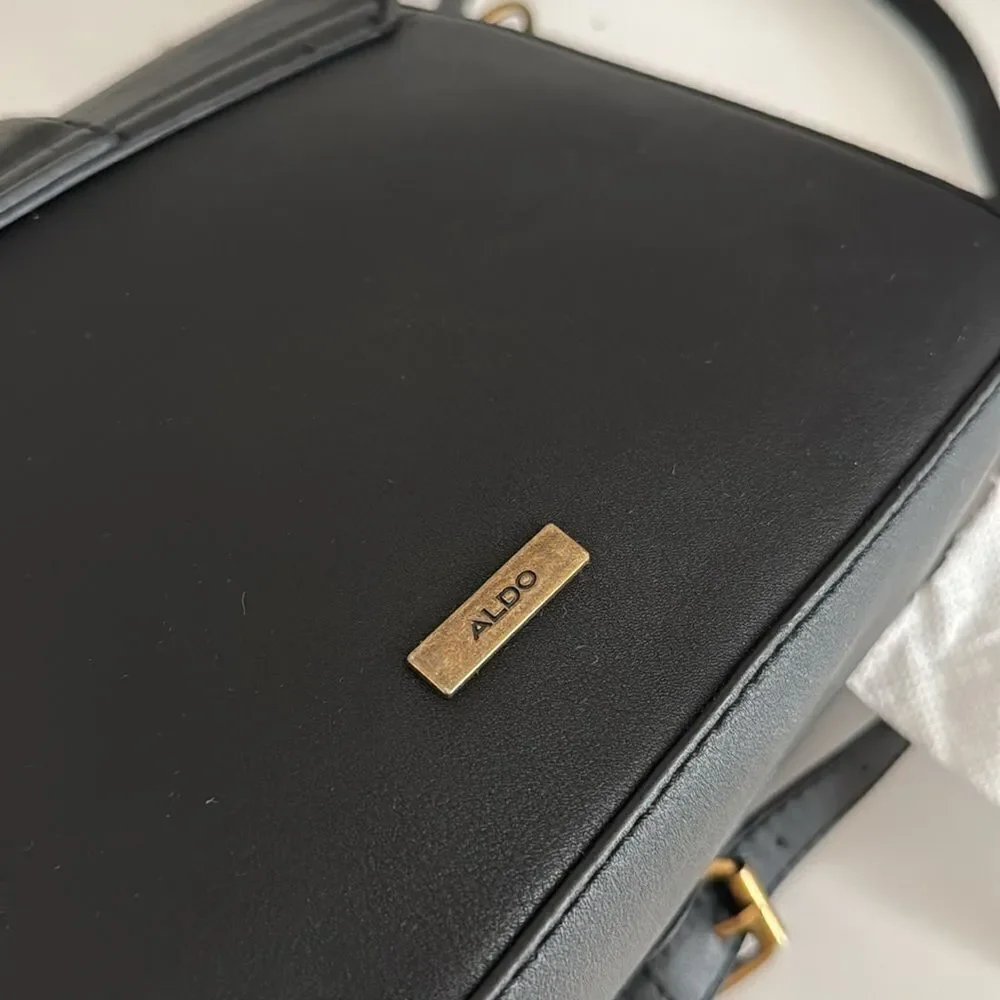 Aldo Black Crossbody Bag with Silver Embellishments EUC